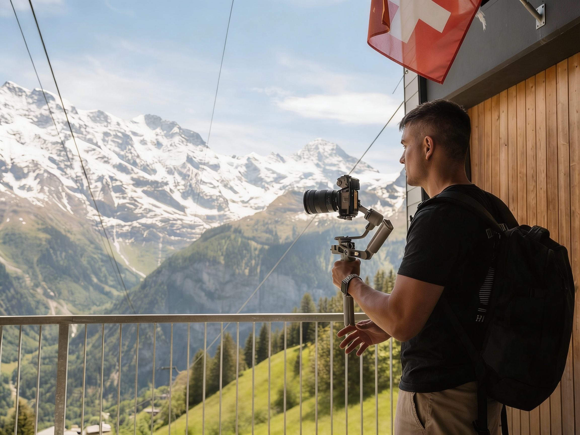 Filming the Swiss Alps from Schilthorn